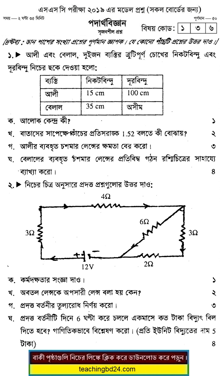 SSC Physics Suggestion and Question Patterns 2019-10