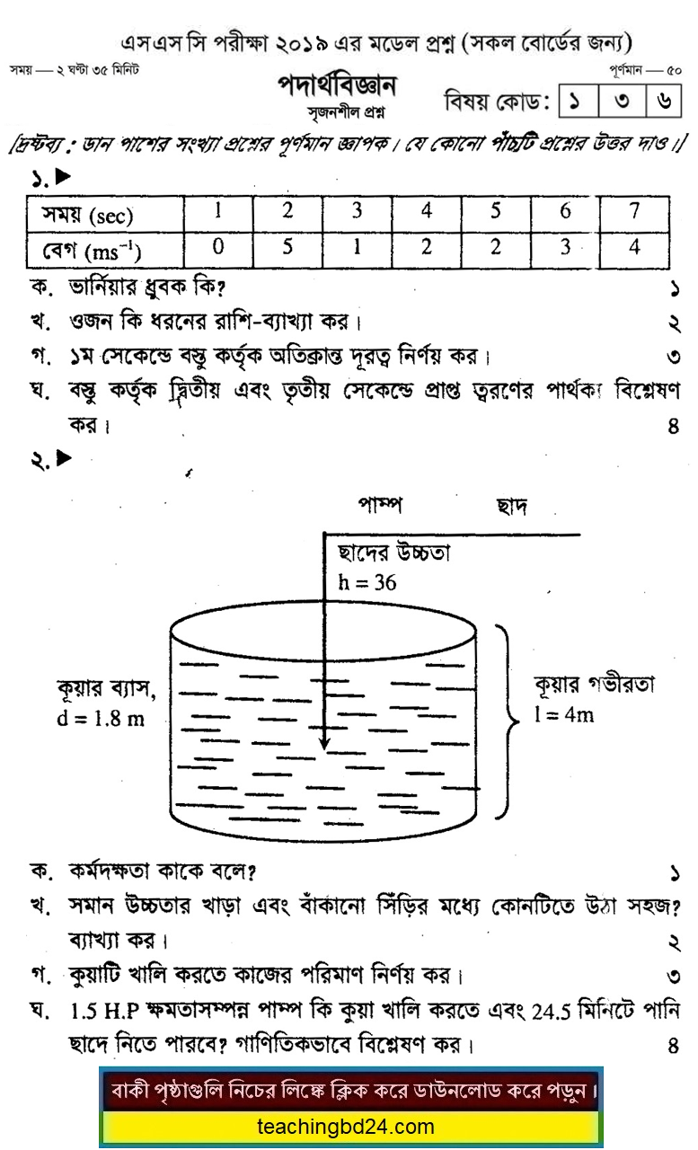SSC Physics Suggestion and Question Patterns 2019-11