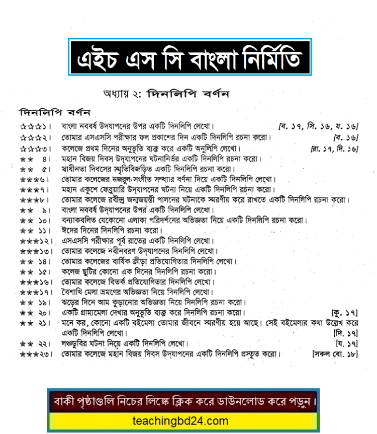 HSC Bangla 2nd Paper 2nd Chapter Suggestion of Nirmiti