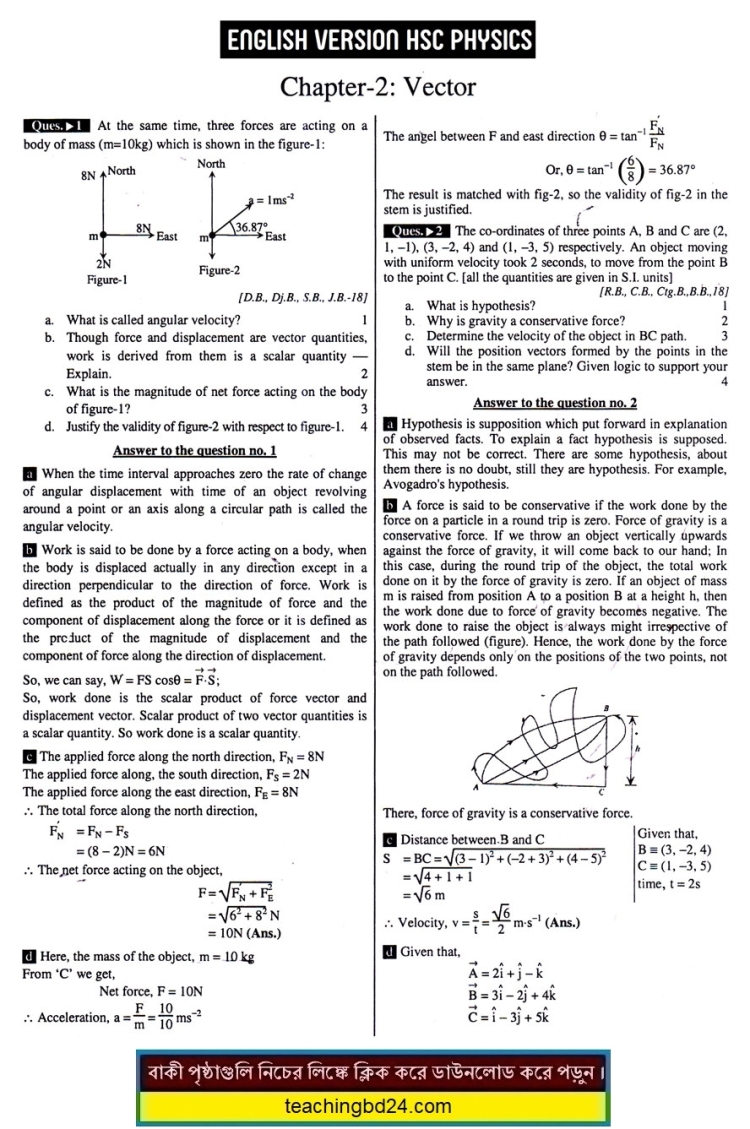 EV HSC 1st Paper 2nd Chapter Physics Note. Vector