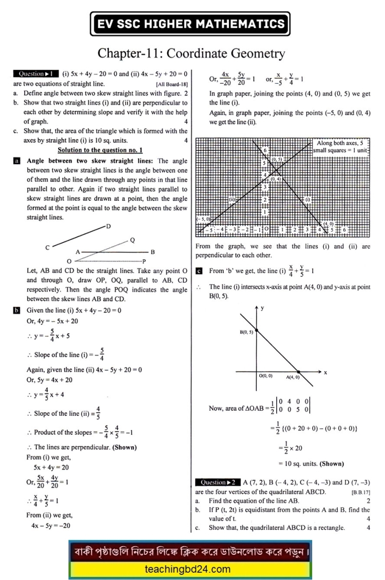 SSC EV H. Mathematics 11th Chapter Note